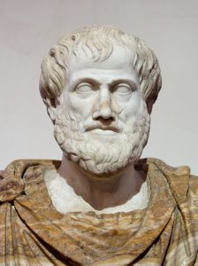 Aristotle (384-322 BC) - Bust of Aristotle in Marble, Roman copy after a Greek bronze original from 330 BC; the alabaster mantle is a modern addition, photographed by Jastrow in 2006 at the national museum of Rome.